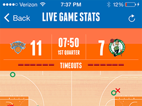 NY Knicks iOS Live Game Stats